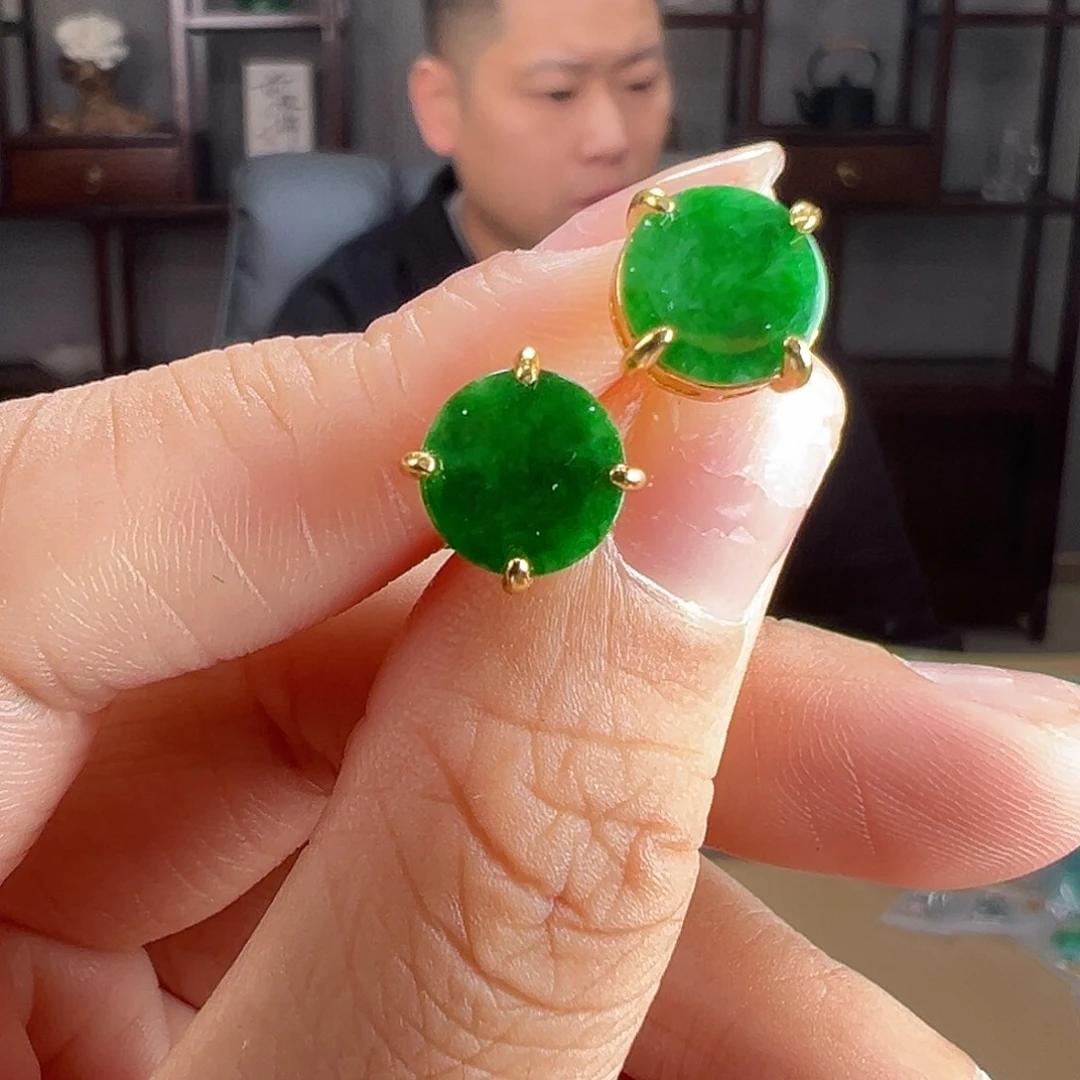 翡翠银S925镶嵌耳饰耳环80