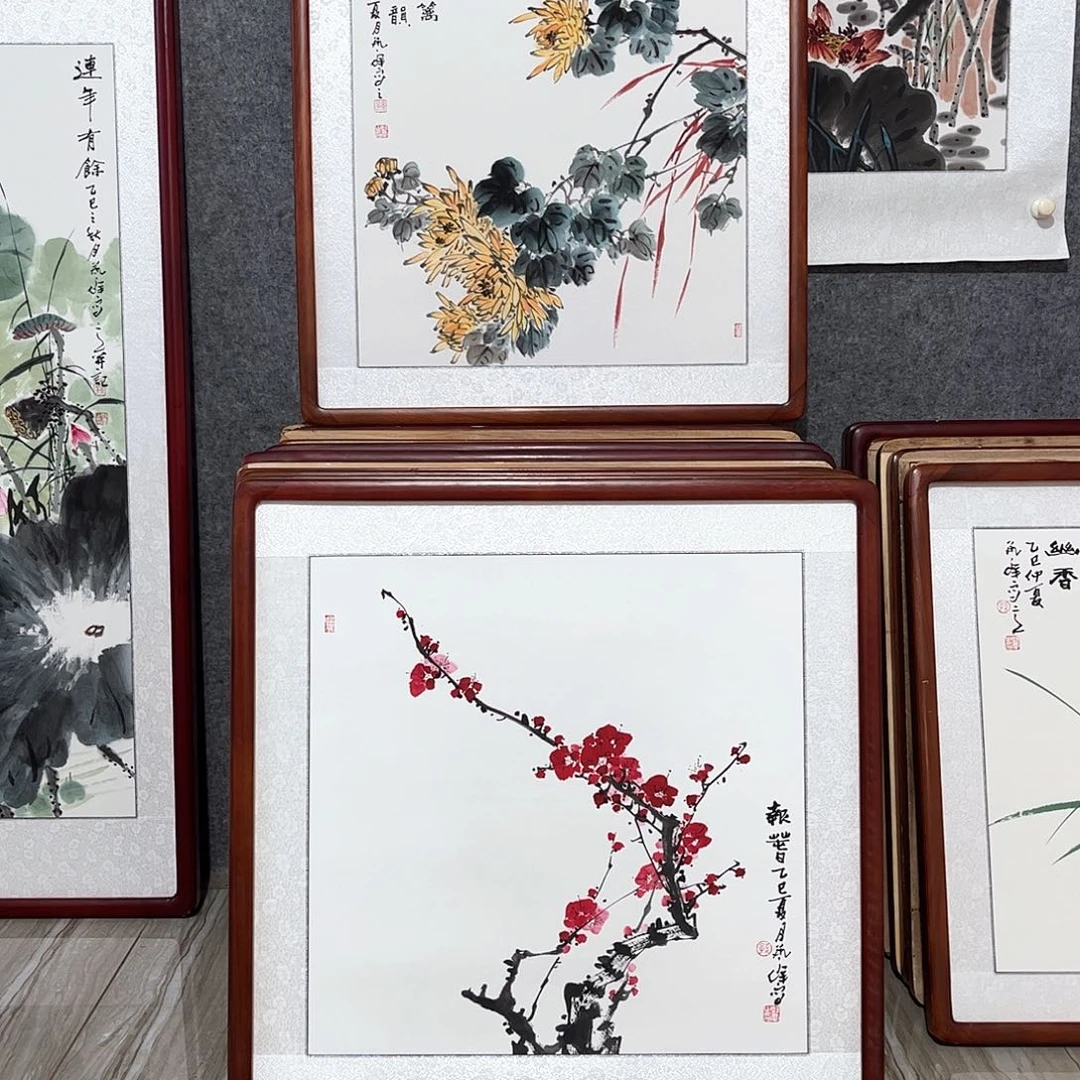 国画书画作品带框63×63