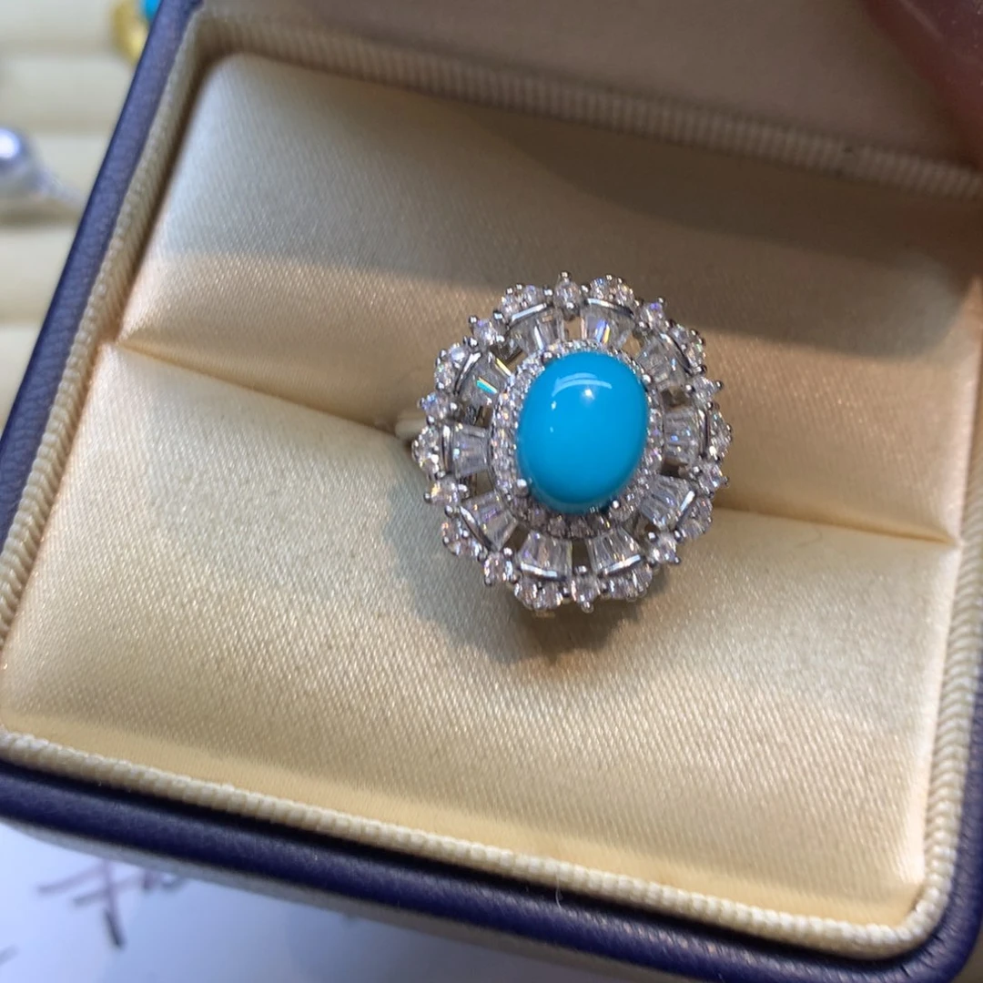 银S925镶嵌绿松石戒指