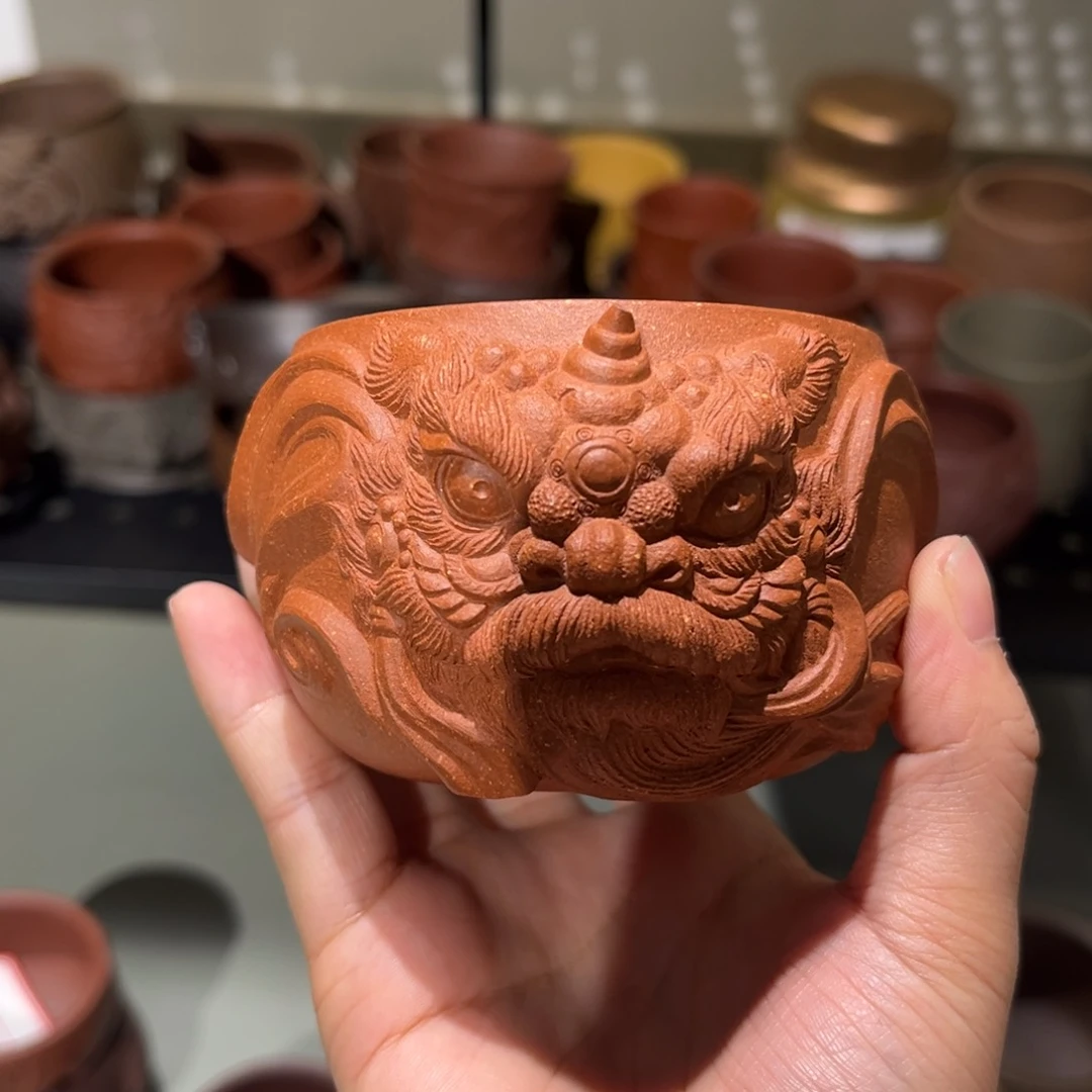茶壶紫砂?杯子描金，刻正字