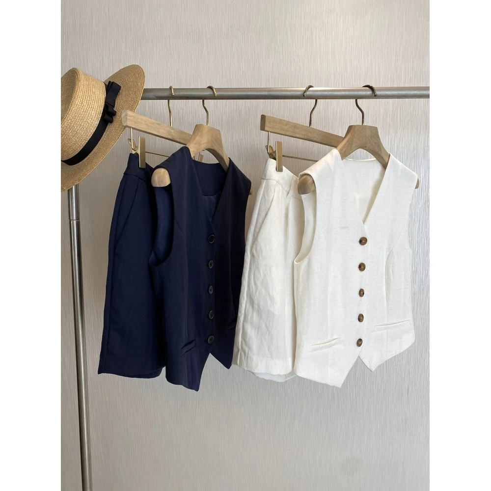 巨好看！上身绝美！时髦老钱风高品质气质V领马甲+短裤套装女夏季新