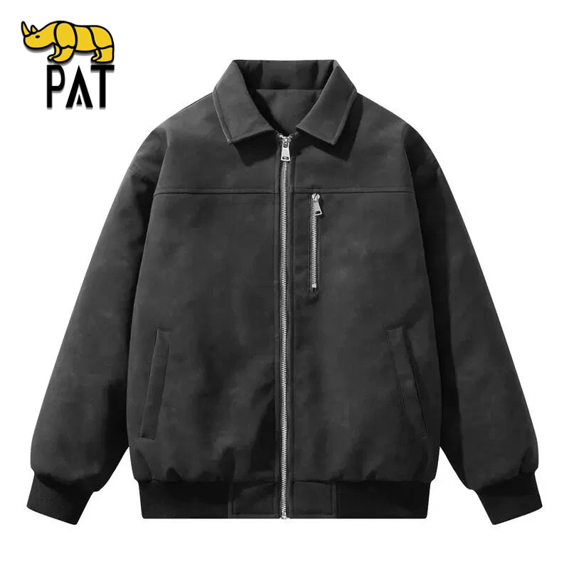 PAT平安犀牛痞帅外套春秋季轻熟风宽松翻领加厚男百搭夹克上衣潮