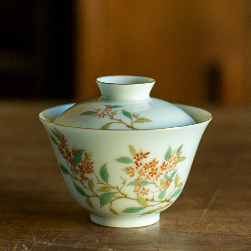 斋居 弥云粉彩桂花盖120CC（弥云S0037）口径80mm*70mm