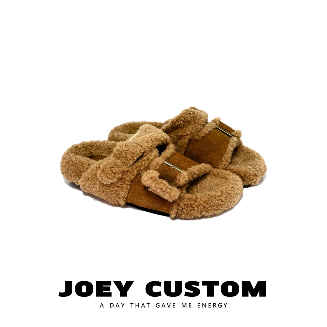 JOEY | 秋冬季软底舒适保暖毛毛拖女外穿慵懒感女鞋  7911-1