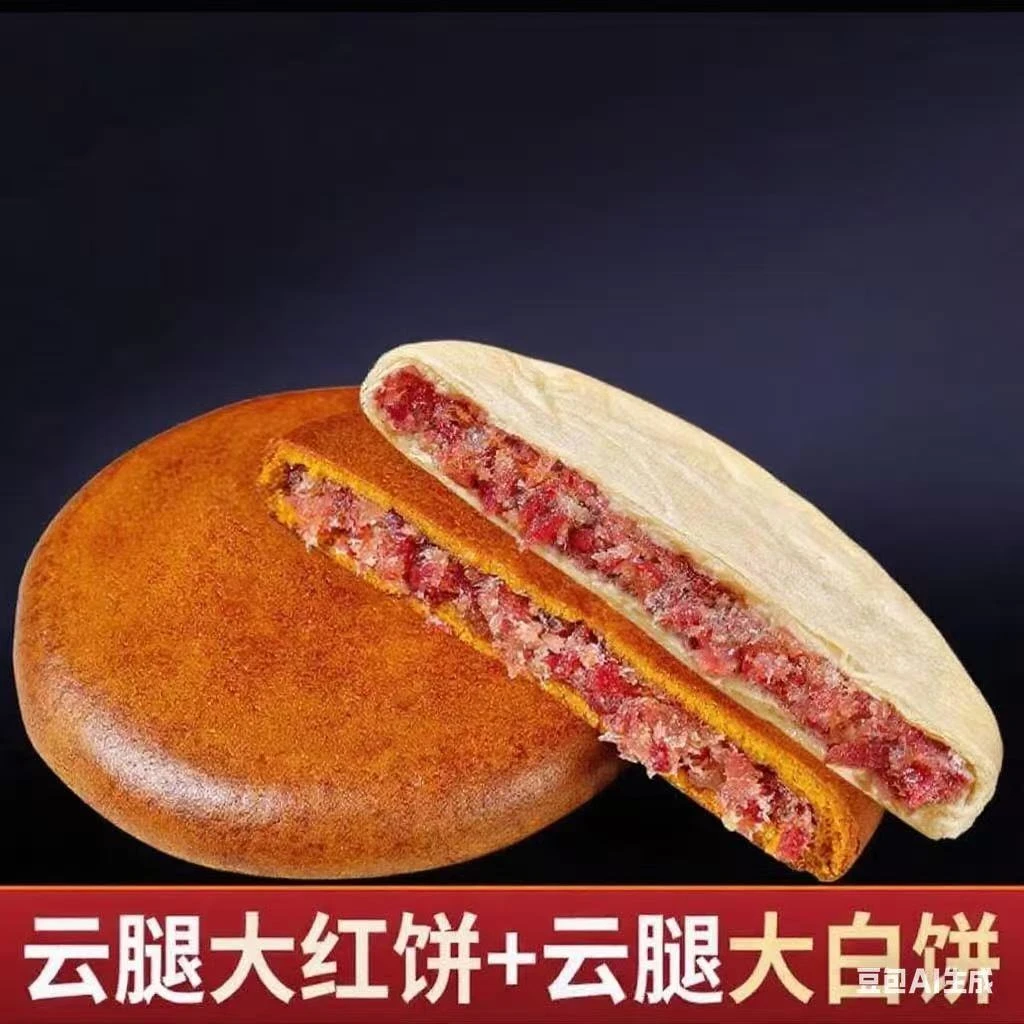 【小哩专属】云腿大白饼大红饼400g*2手工传统红饼中秋火腿滇式糕点