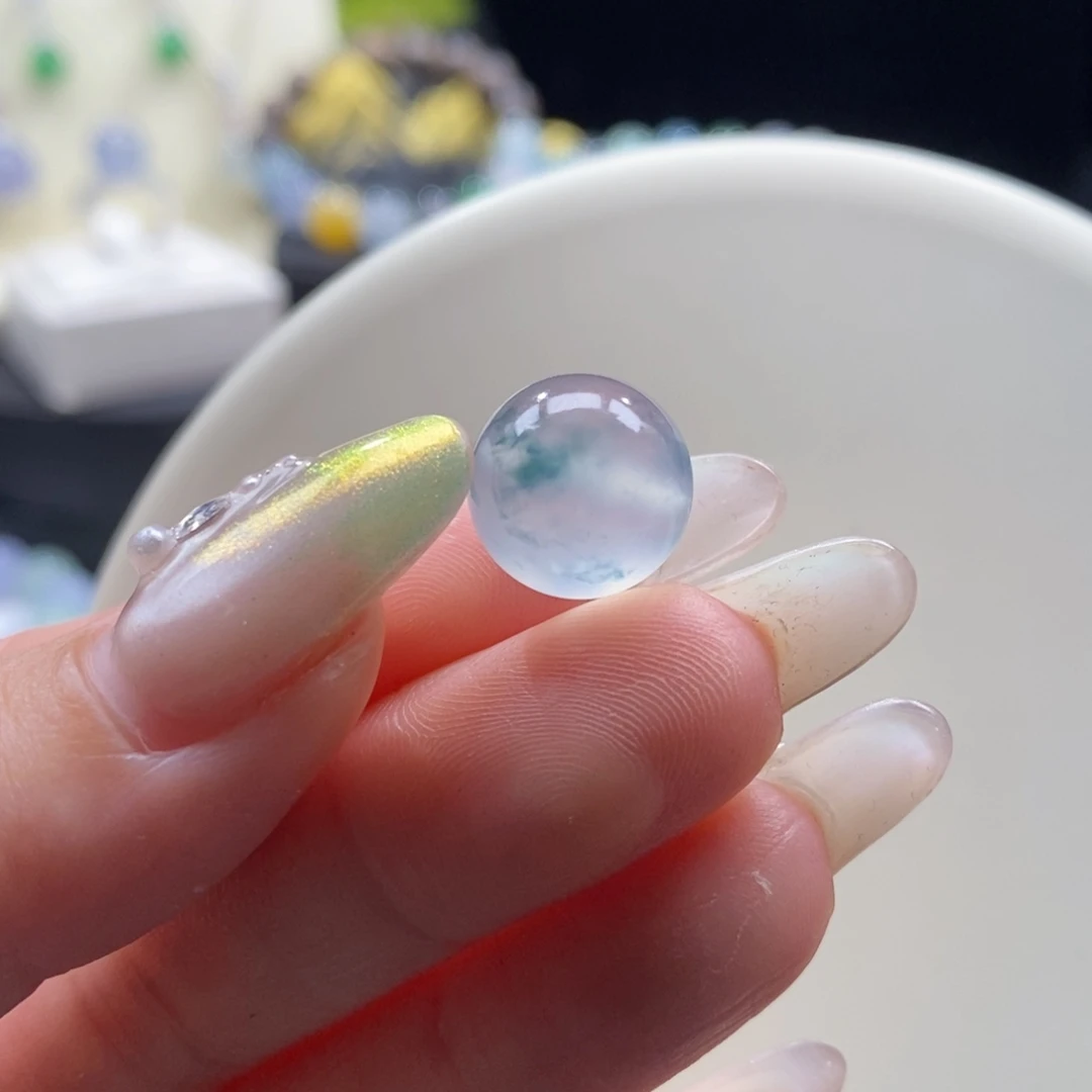 翡翠未镶嵌颈饰翡翠高冰木那飘蓝花珠