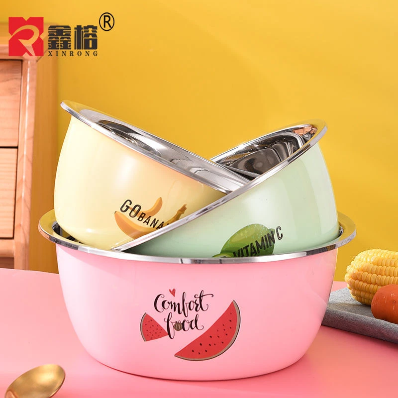 【三件套】不锈钢盆子高颜值彩色盆水果洗菜盆汤盆汤锅调料打蛋盆