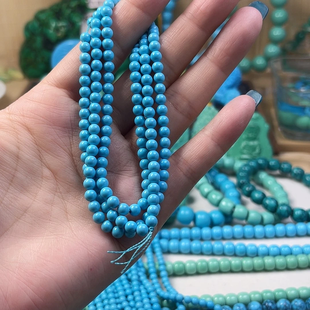 湖北工厂批发精品手串绿色蓝色雕刻单珠DIY配饰源头