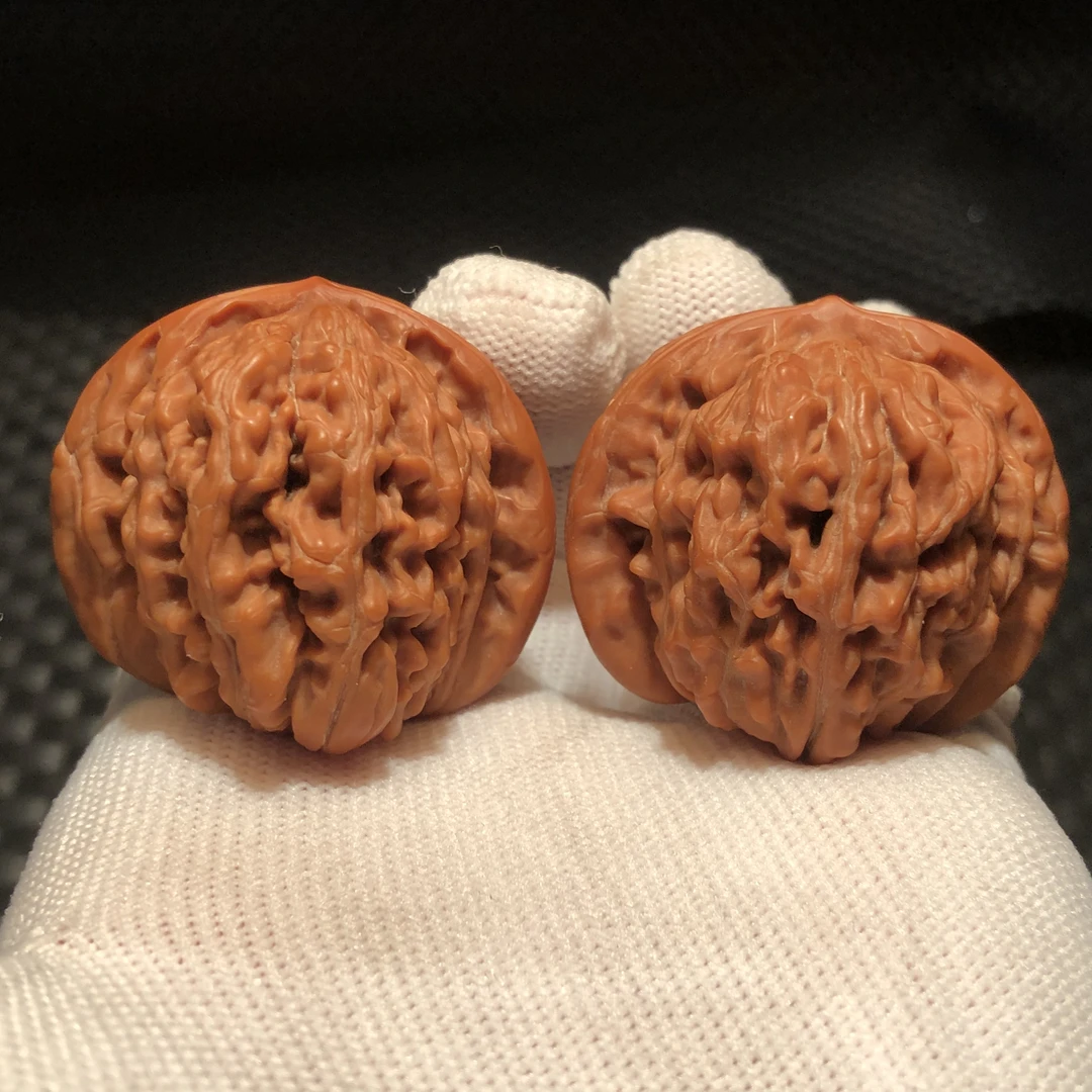 汉高山四座楼狮子头机刷打底文玩核桃保真水晶皮有修无运险