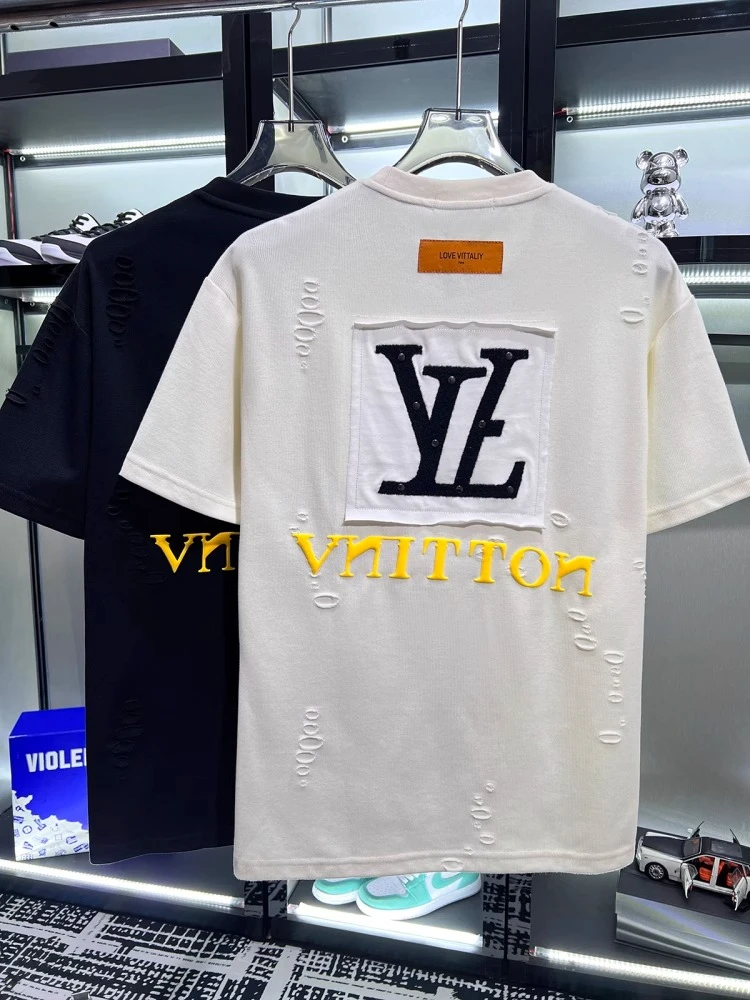 2025新款重工时尚休闲百搭刺绣K18圆领潮牌字母轻奢T恤上衣短袖恤