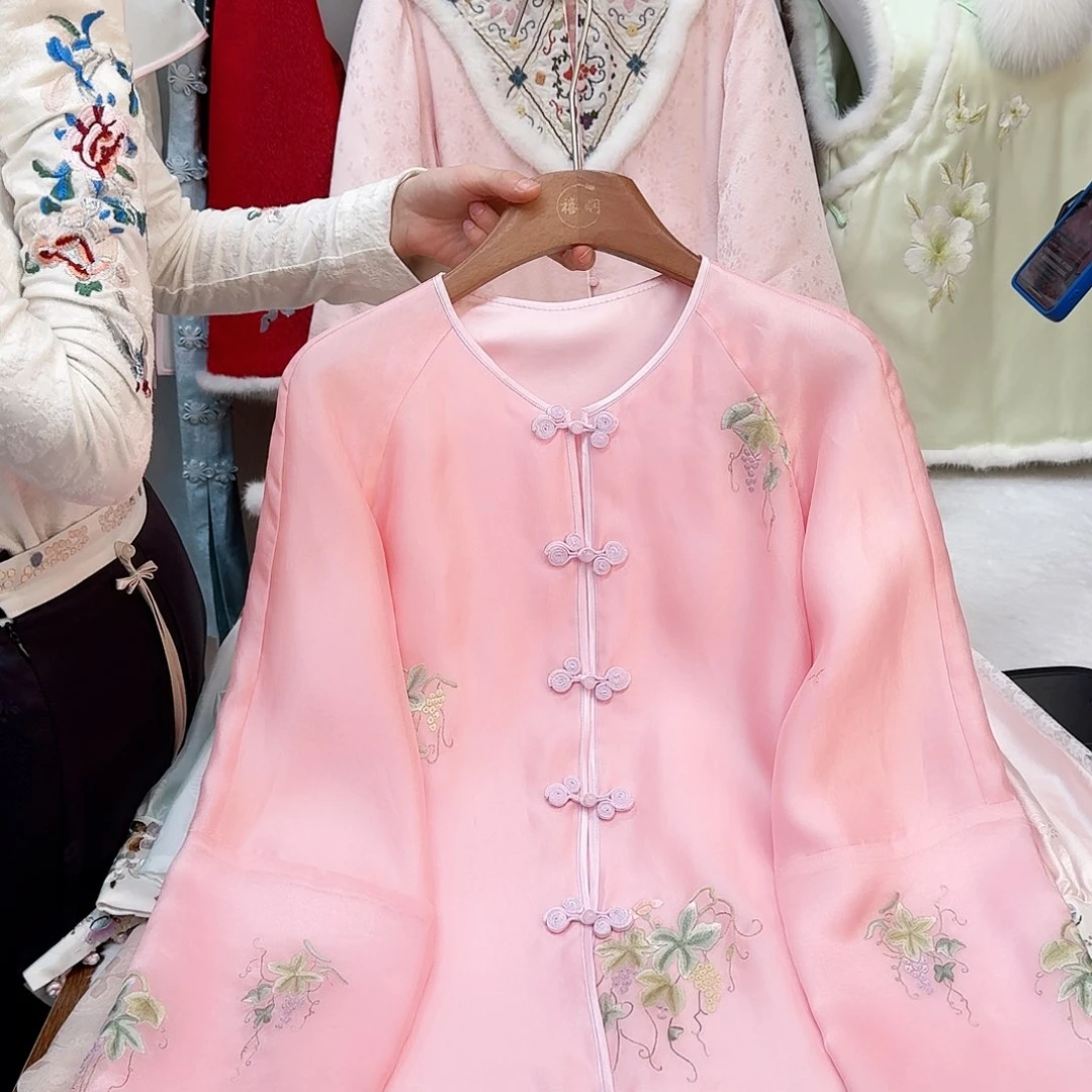 刺绣苏绣一物一件粉色