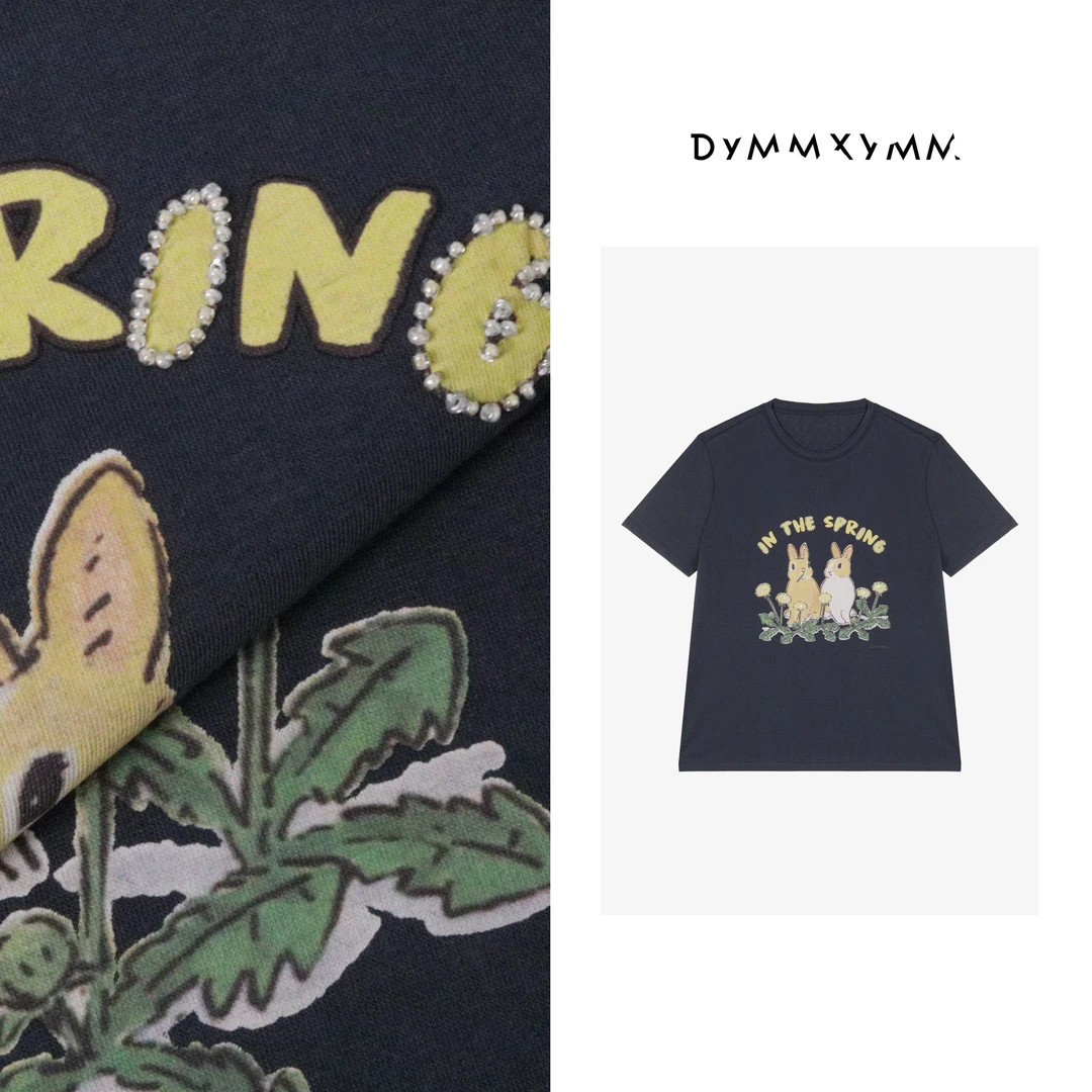 【DYMMXYMM】- 夏款极简风卡通印花可爱兔子短袖T-W250035