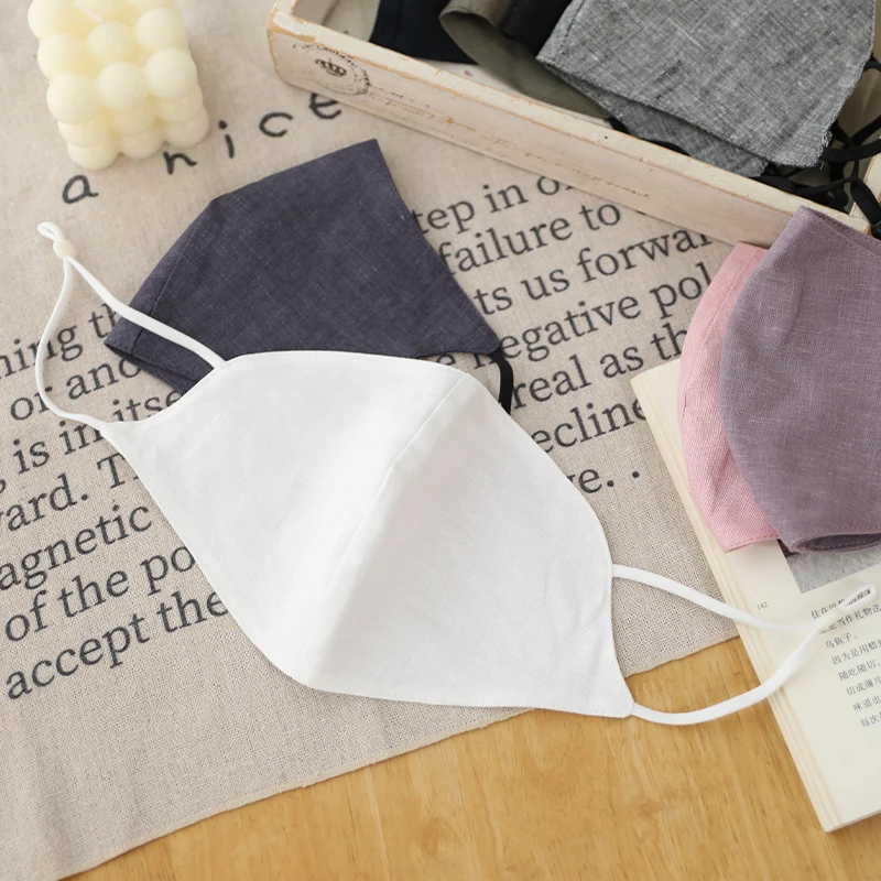 时尚简约透气舒适口罩纯亚麻材质抑菌成人防晒口罩可水洗重复使用