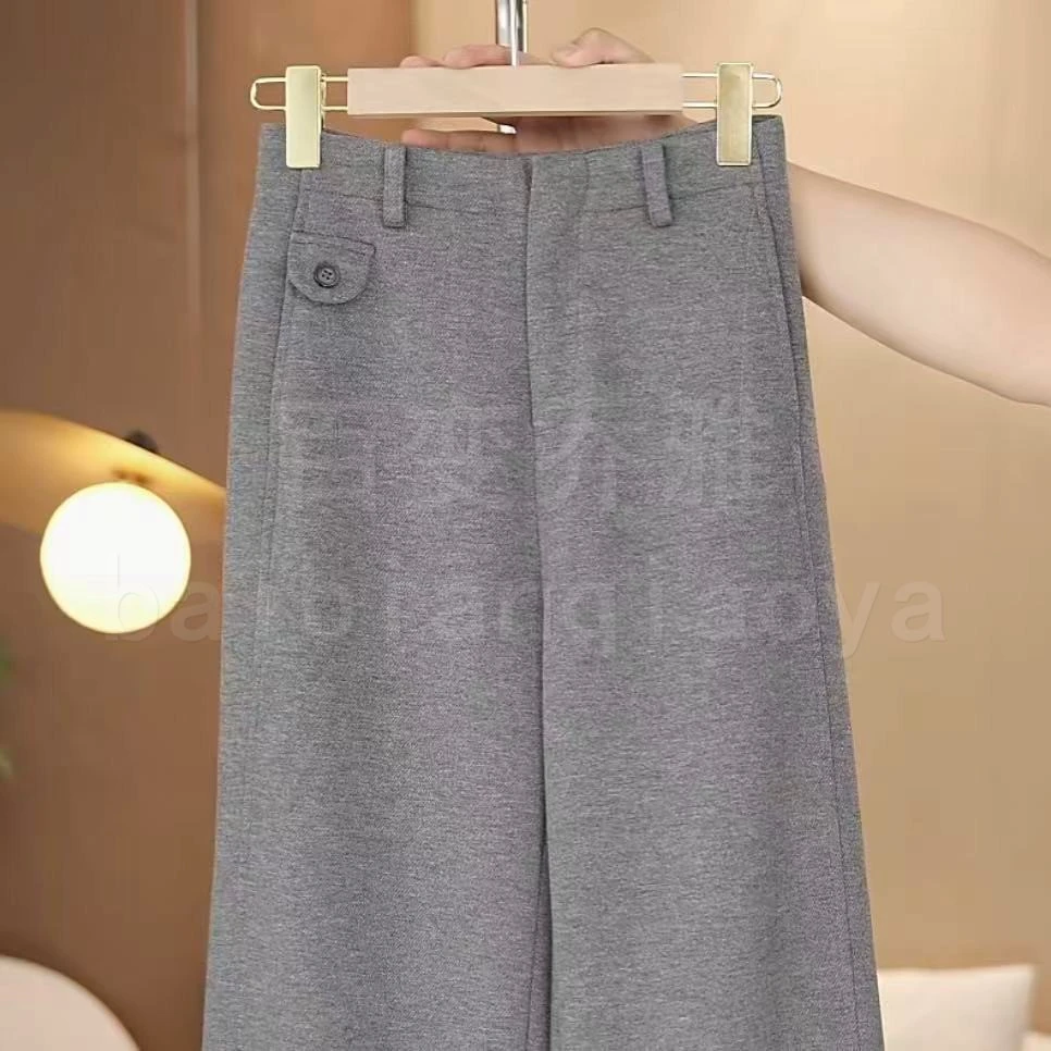 【现货当天发】秋冬新款高腰羊毛直筒窄版小阔腿裤2553