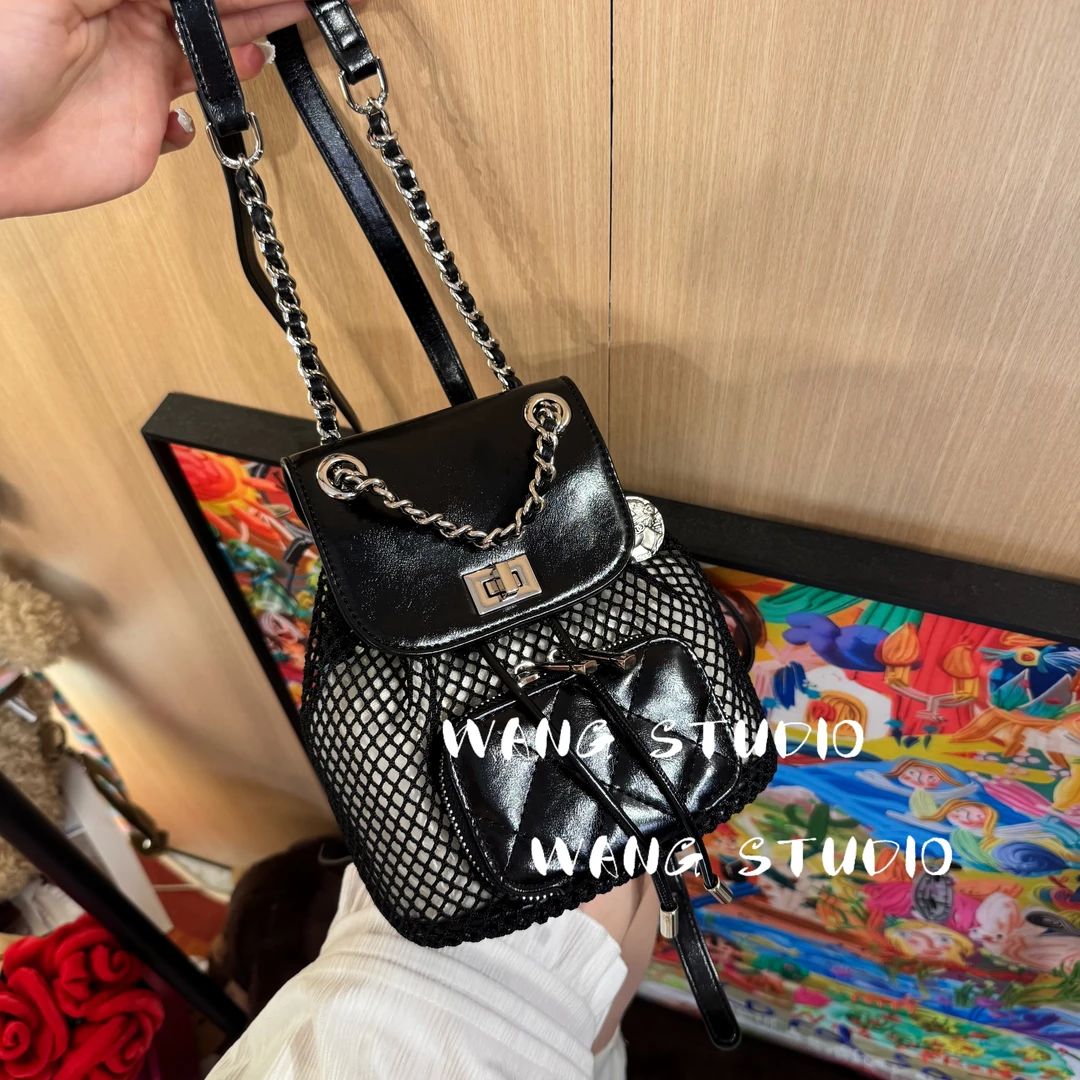 调调包包WANG STUDIO【LARUA 小众设计款 黑色辣妹网状小双肩】
