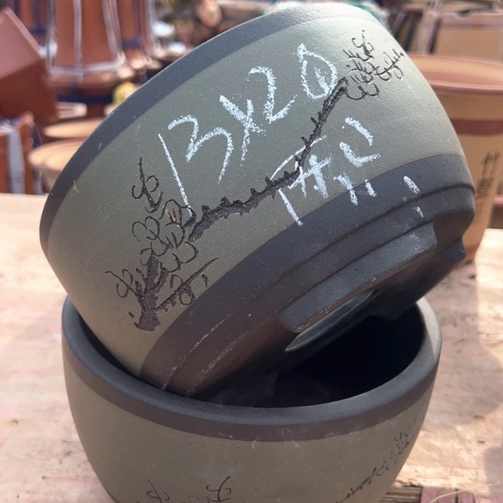 红陶紫砂碗盆口20