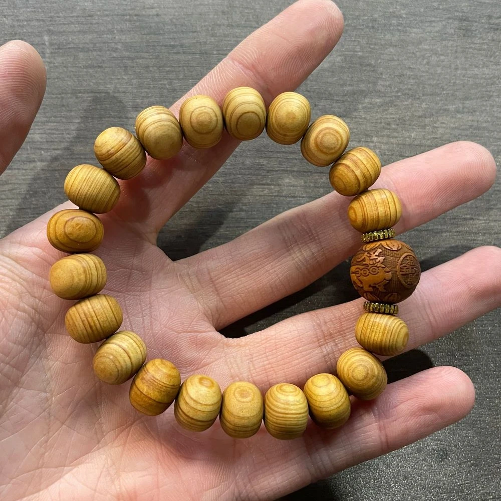 A92崖柏卡1.2苹果珠设计款单圈手串（木质类手串沾水不退）