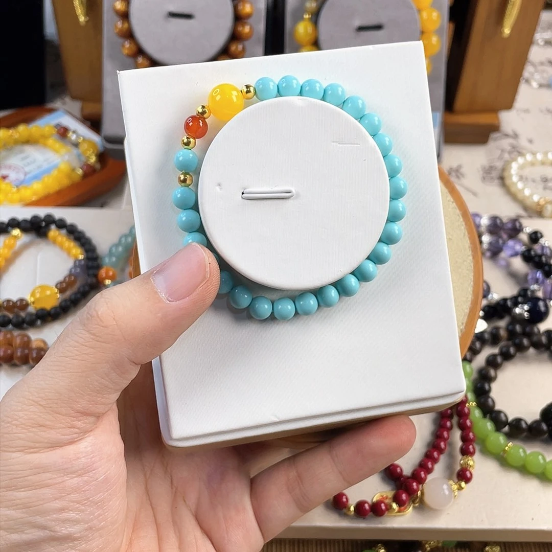 绿松石手饰银S925镀金镶嵌