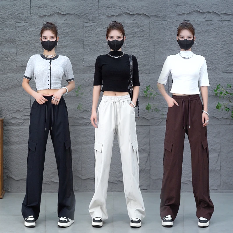 工装裤女秋款2025新品美式休闲户外高腰宽松运动休闲时尚直筒裤子