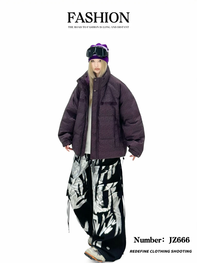 潮牌立领90绒刺绣羽绒服青少年冬季宽松保暖个性时尚百搭25666