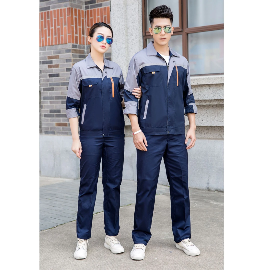 夏季工作服套装男短袖长袖透气车间汽修劳保园林物业耐穿耐磨