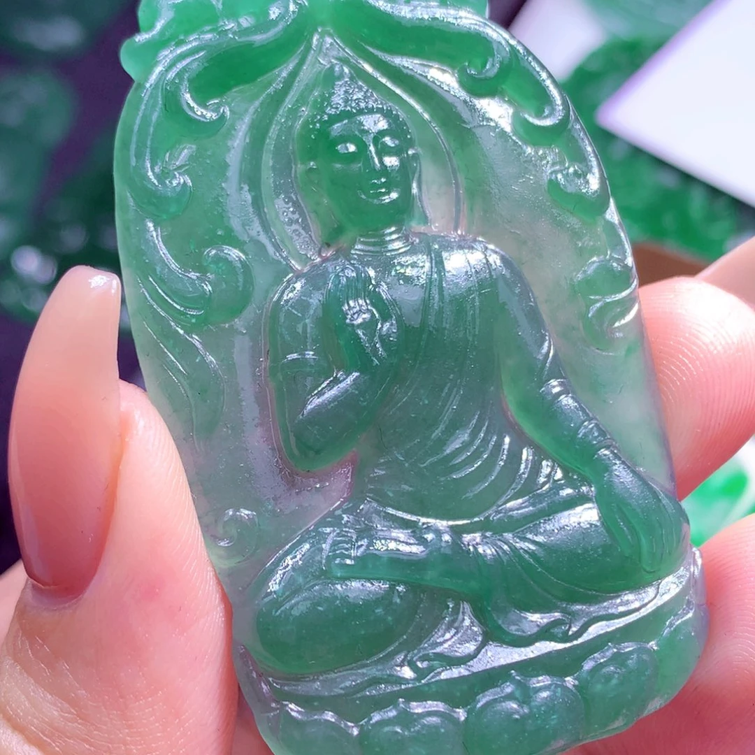 帝***满定制翡翠未镶嵌天然缅甸翡翠A货毛货挂件