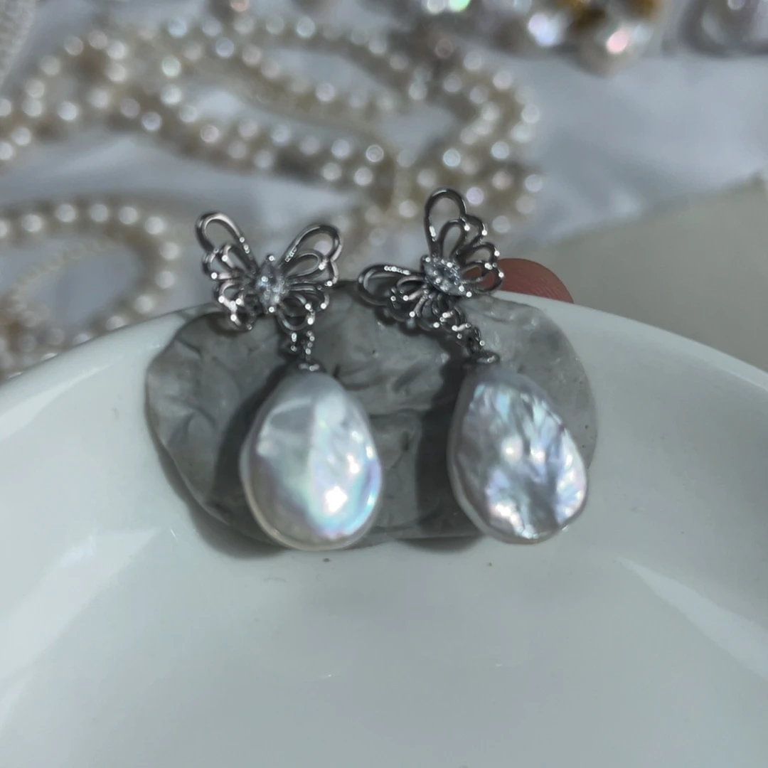 淡水珍珠耳饰合金