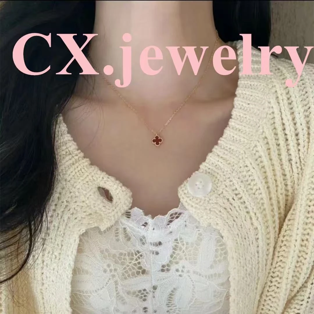 铜合金项链 迷你红色花项链 3087