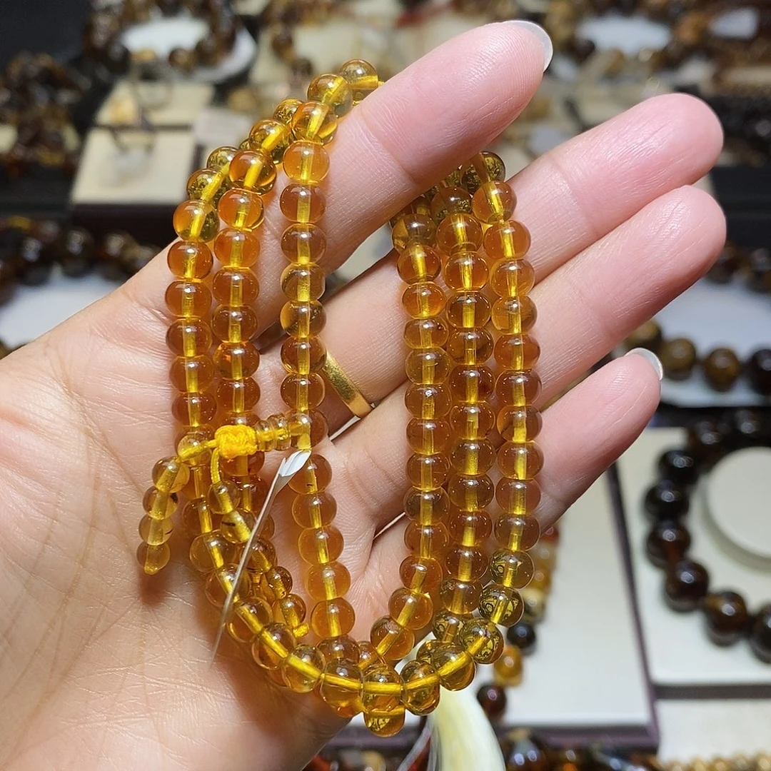琥珀未镶嵌裸石 福利 水漏金珀6mm