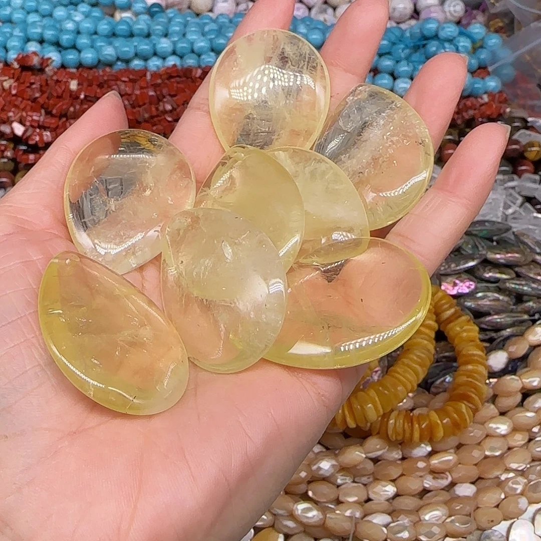 玛瑙/玉髓合金珠宝半成品黄水晶水滴一个