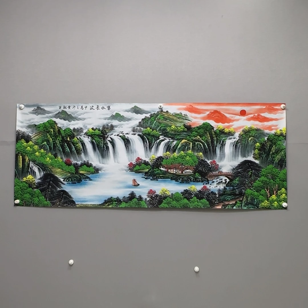 国画横幅六尺精品山水贾敏