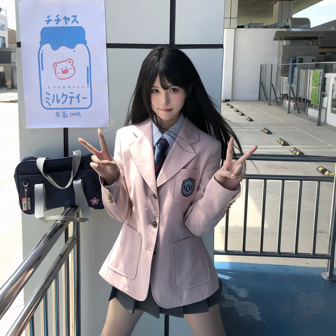 明礼女中/火星JK制服粉色西装外套女2025新款学院风校供感西服秋