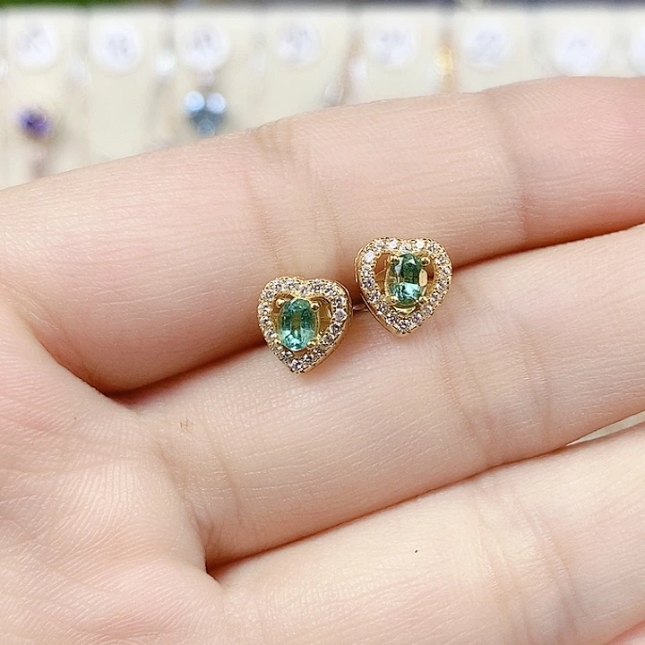 耳饰祖母绿银S925镶嵌