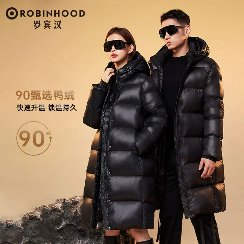 【蒋小燕专属】罗宾汉黑色金标男女同款情侣长款羽绒服-R033Y6083