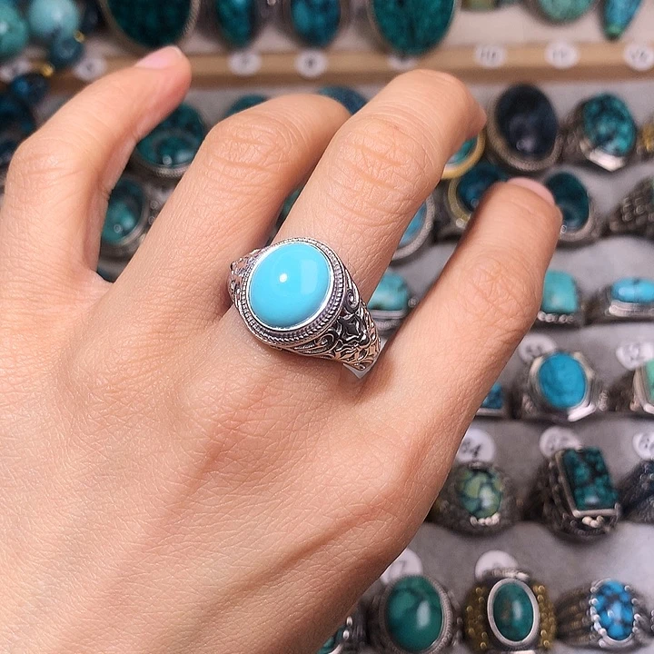 绿松石挂件银S925镶嵌