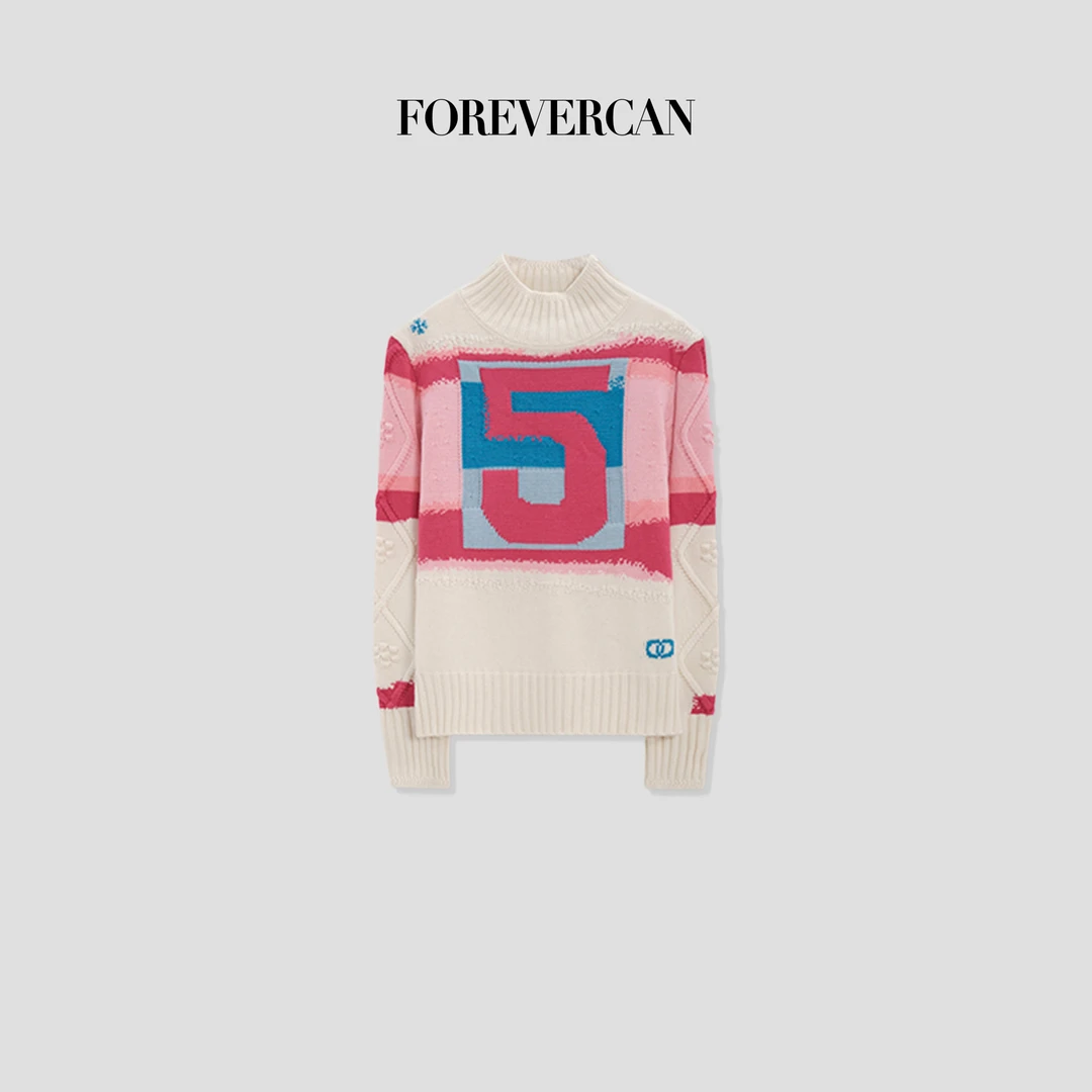 FOREVERCAN“布达佩斯”提花高领厚织针织上衣 MY3966
