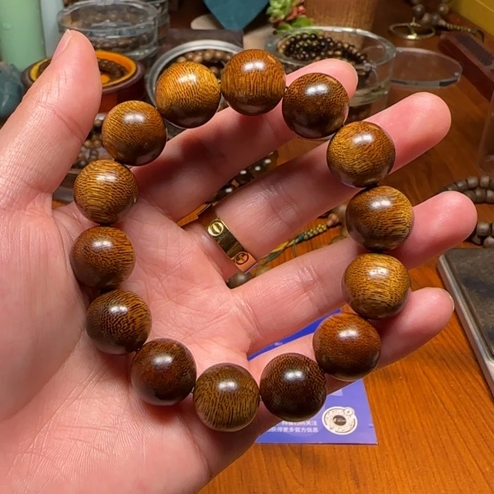 沉香手串芽庄正区收藏级金丝糖结黄奇16mm