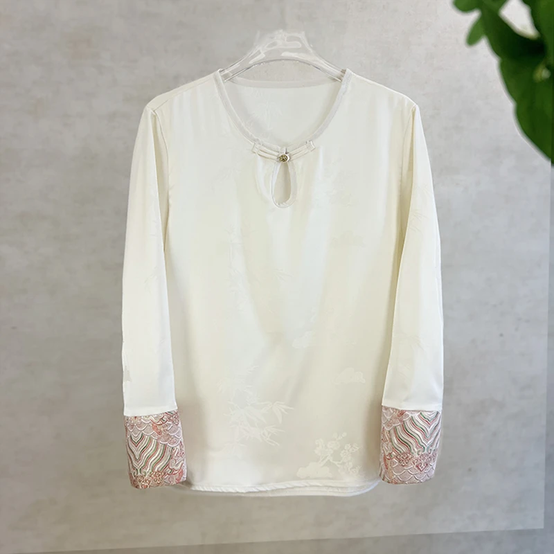 【星河】2025新款发财纹新款气质百搭新中式时尚女士上衣衬衫