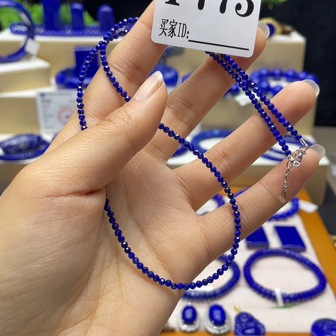 青金石项链2+刻面银S925镶嵌