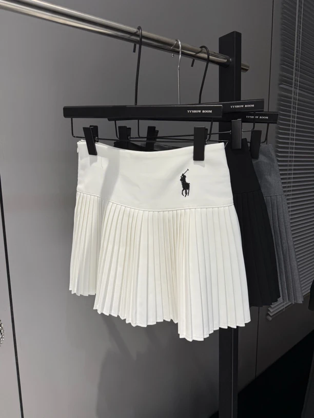 时尚百搭百褶刺绣款裙子显瘦高腰休闲夏季网红百褶裙