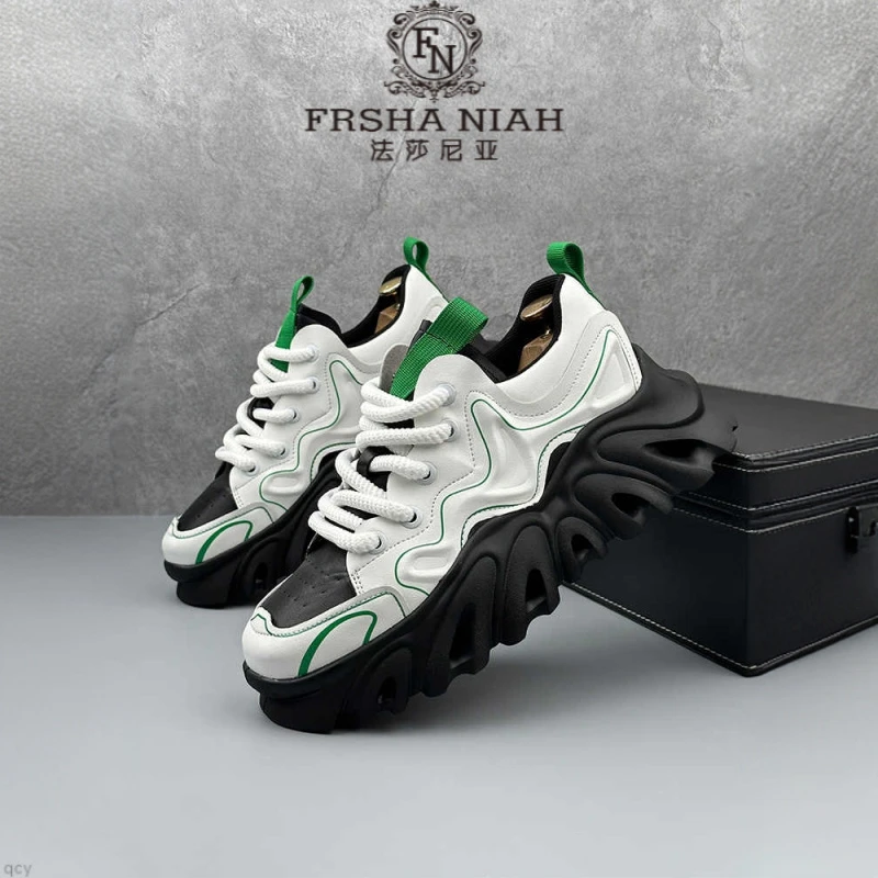 法莎尼亚老爹鞋男士2025新款潮流百搭撞色厚底增高时尚休闲运动鞋