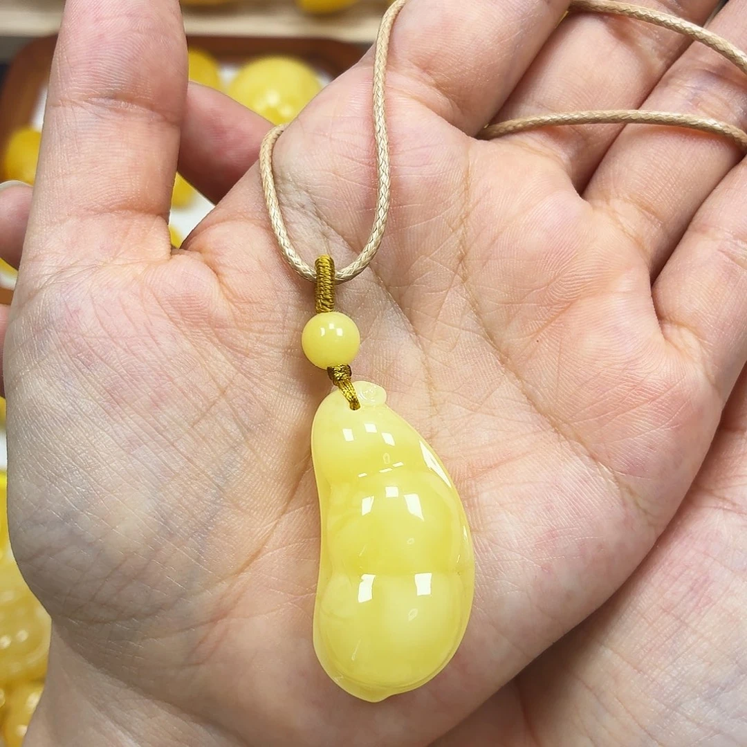 未镶嵌颈饰蜜蜡蜜蜡福豆
