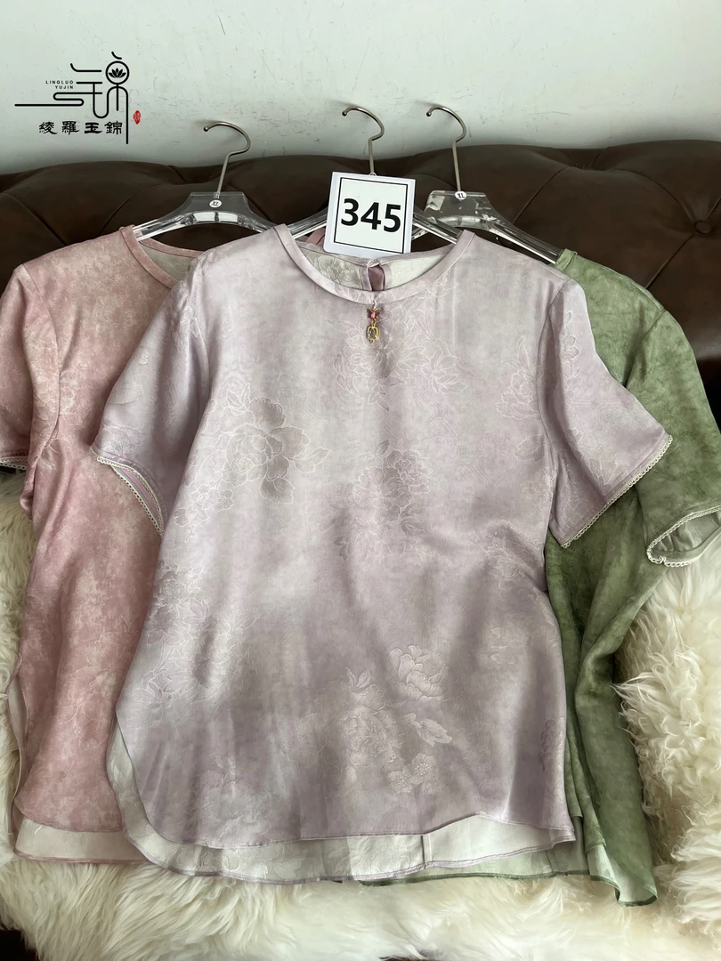 ”345“桑蚕丝散金印花中式百搭上衣