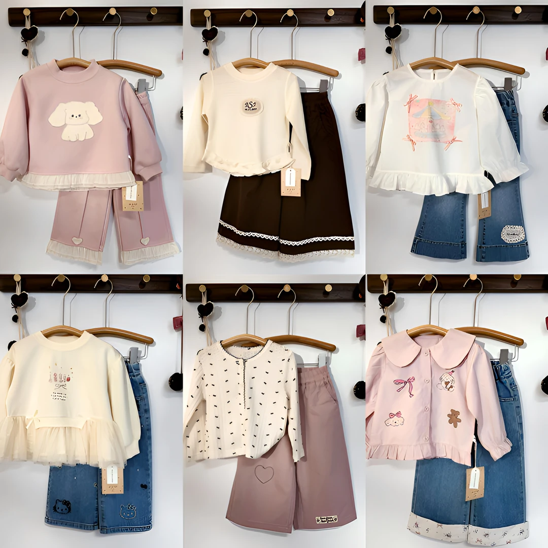 【A100-A199】2025春款女童甜美衬衣娃娃衫打底外套洋气气质韩版