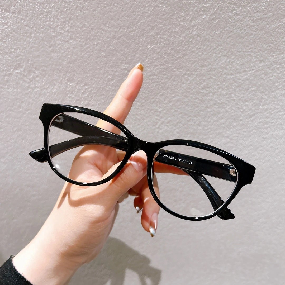 【5636】黑网红个性猫眼眼镜框女超轻复古可配近视平光潮流