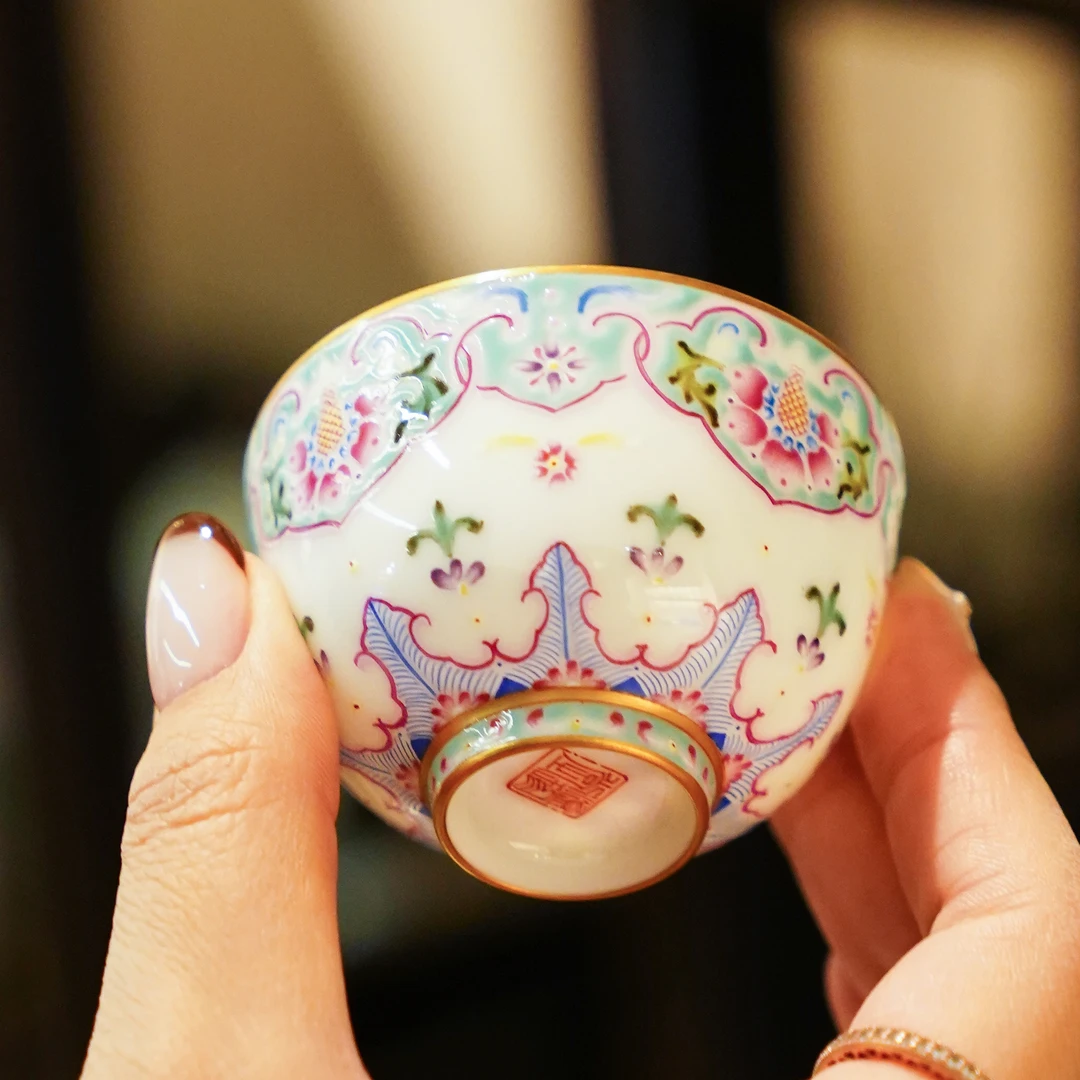 溢珍堂结果花神杯新款茶具茶道家用手工高档陶瓷宫廷风纯手绘中式