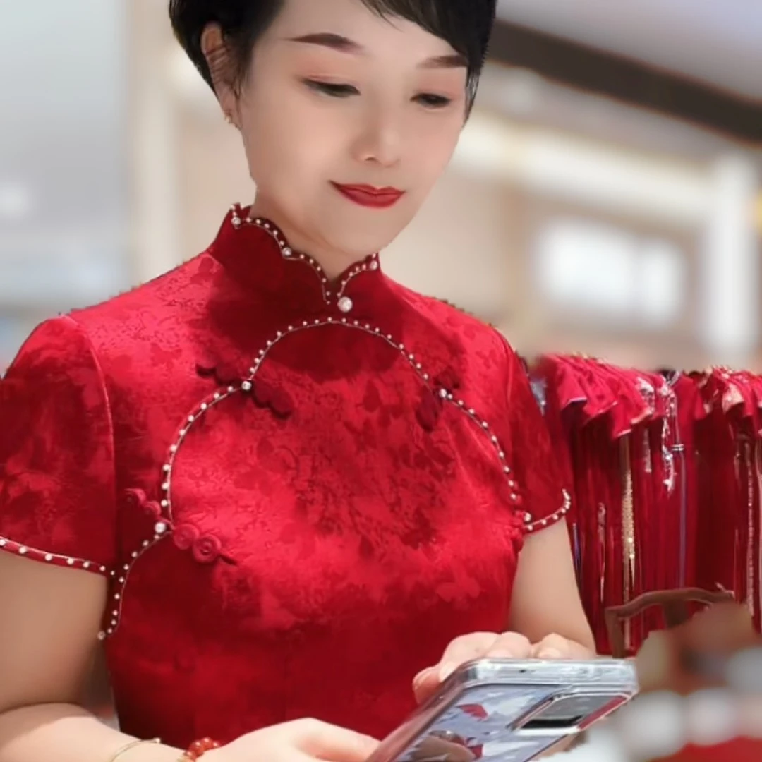 170362朱紫褕红色年轻款婚宴旗袍2025中国风新款中式礼服敬酒服