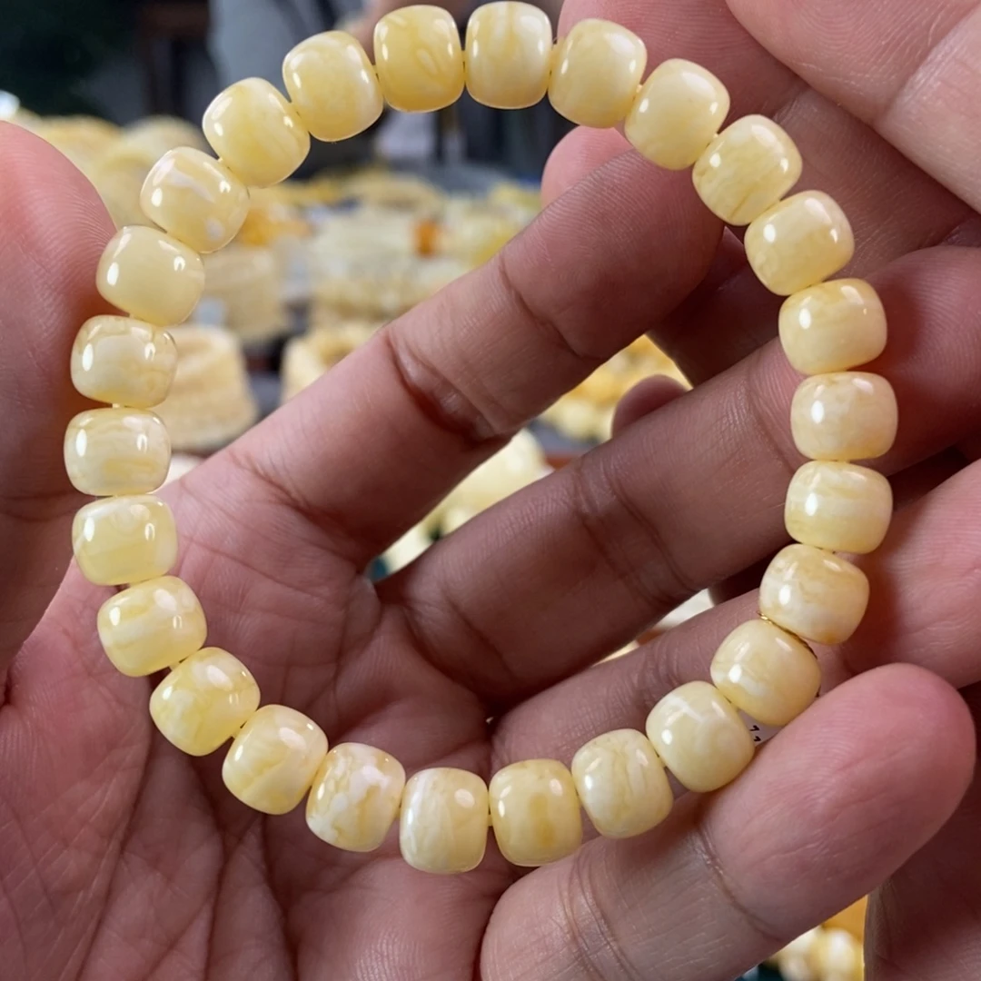 琥珀未镶嵌珠宝奇石9虎皮纹手串11.16