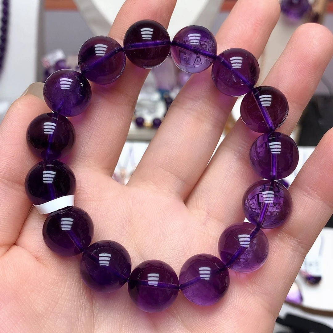 未镶嵌珠宝半成品紫晶L乌拉圭手串14mm