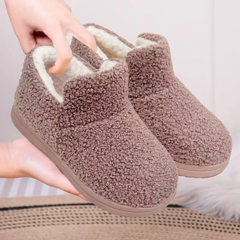 2025秋冬季加绒加厚保暖舒适防水女鞋软底棉鞋一脚蹬中老年妈妈鞋